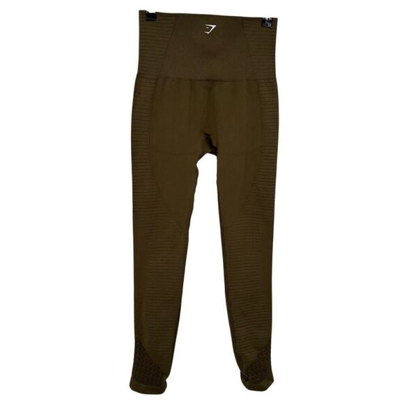 Gymshark Seamless Lace Cut Out Leggings Green See Measurements For Size - Picture 8 of 8